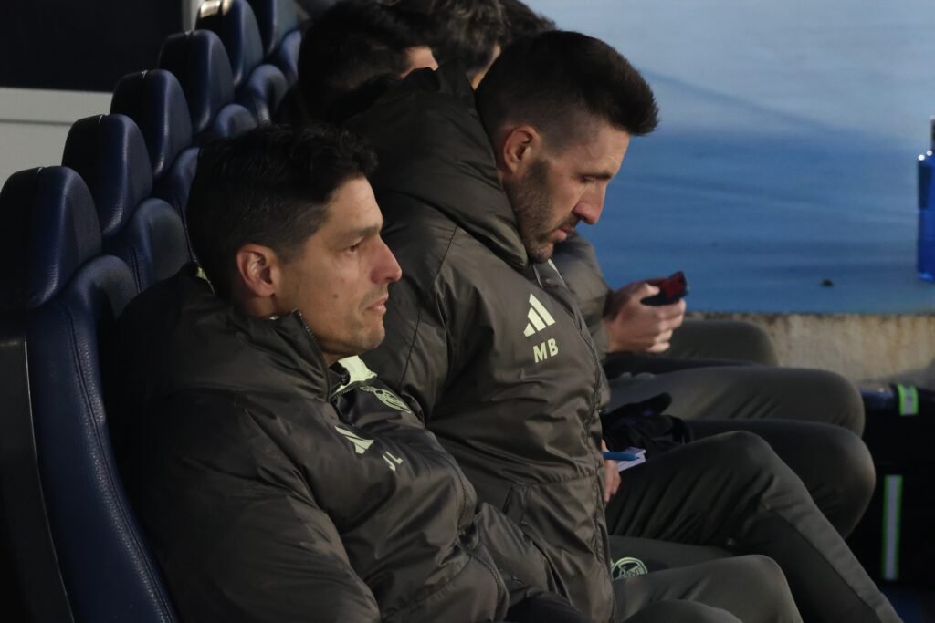 Julián López de Lerma en su primer partido como técnico del Castilla